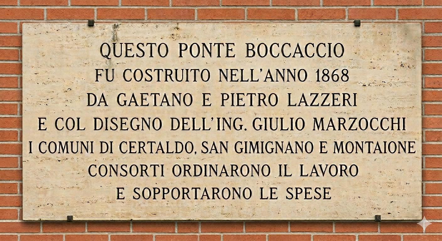 La targa sul 'Ponte Boccaccio'