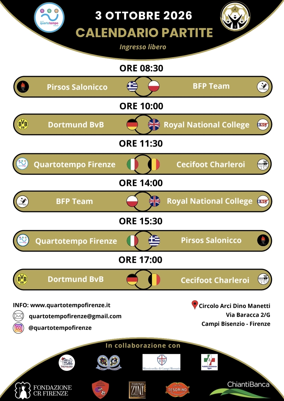 Il programma delle partite