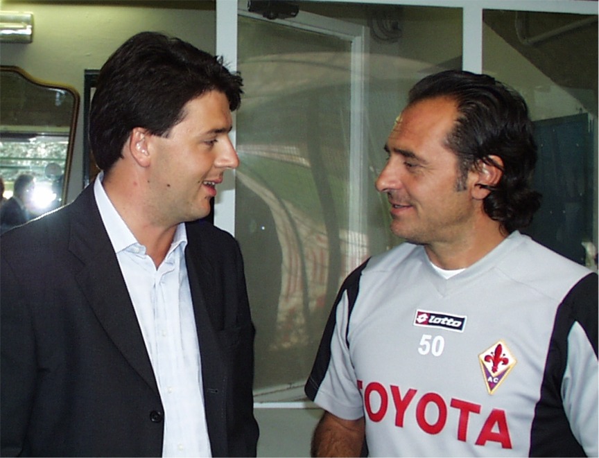 Il Presidente Renzi e l'allenatore della Fiorentina Prandelli