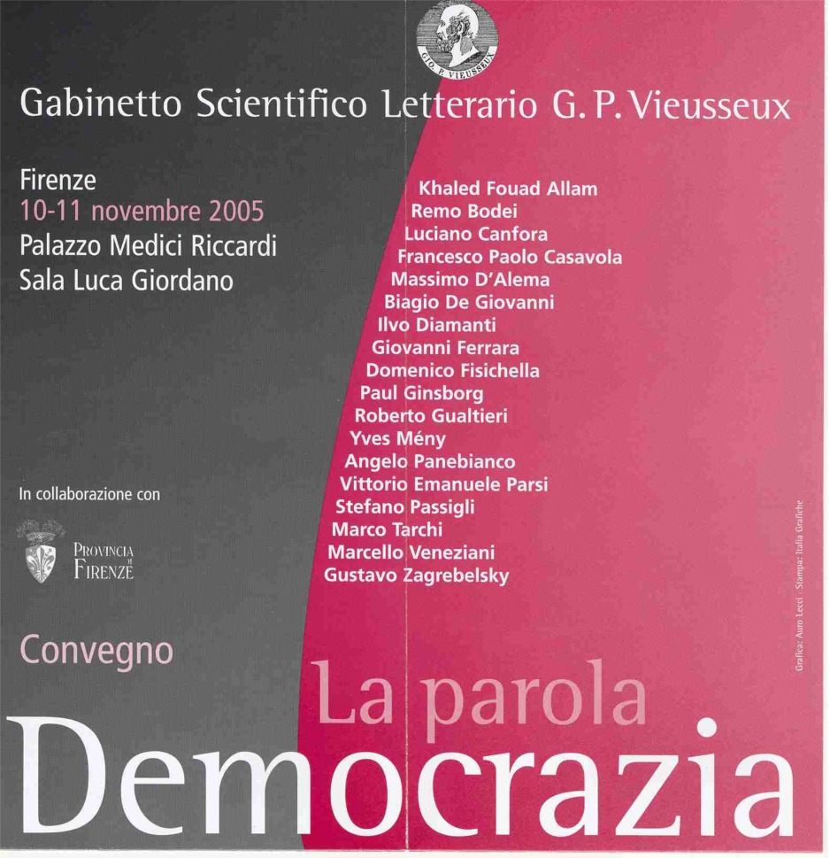 La parola Democrazia, Convegno in Palazzo Medici Riccardi
