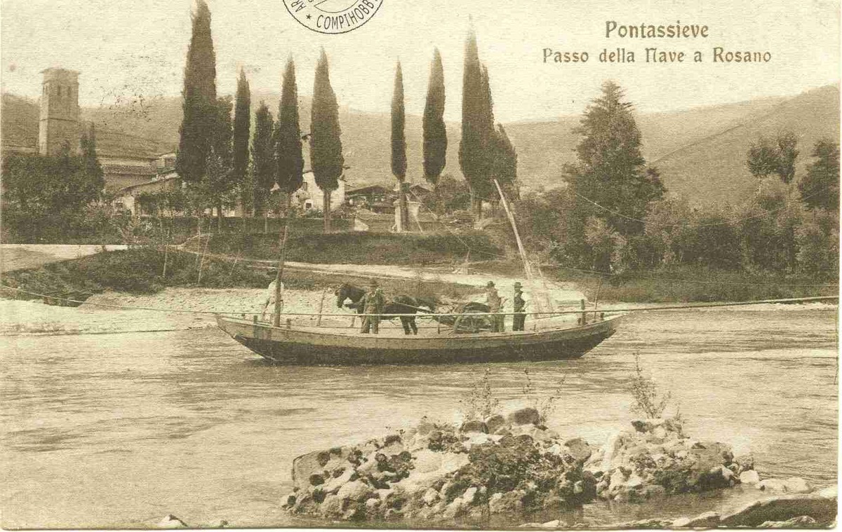 Traghetto in corrispondenza dell'affluenza nell'Arno della Sieve