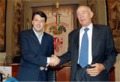 Il Presidente Renzi con Renato Cacciapuoti, presidente del Gruppo editoriale Olimpia