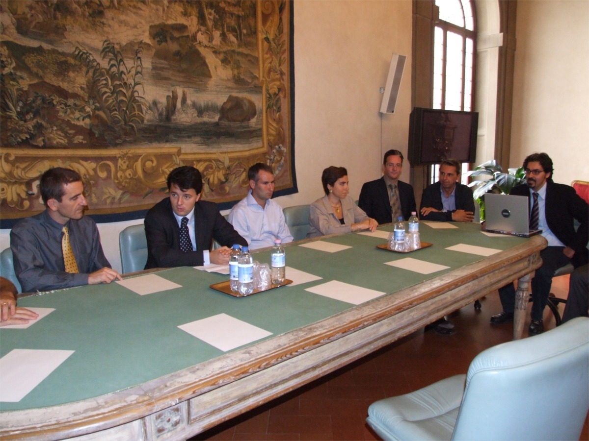 Il presidente della Provincia Matteo Renzi incontra i tecnici dell'Universit di Nottingham in Palazzo Medici Riccardi