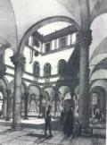 Il cortile di Palazzo Medici Riccardi nel 1863 in una incisione conservata al Museo di Firenze com'era