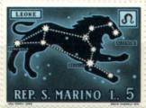 La costellazione del Leone in un francobollo della Repubblica di San Marino