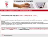 La pagina della Amministrazione aperta sul sito della Provincia di Firenze