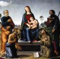 Bottega di Lorenzo di Credi e pitore nordico, Madonna e Santi, Brollo