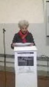 La Presidente della Comunità Ebraica Sara Cividalli al reading dell'Istituto storico della Resistenza