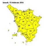 Allerta meteo gialla per pioggia su tutta la Toscana lunedì 15 febbraio