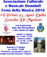 Festa della Musica 2016: la locandina della due giorni curata dall'Associazione culturale e musicale Demidoff