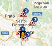 Mappa dei cantieri sulle strade della Citta' Metropolitana di Firenze