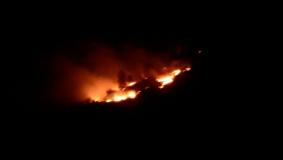 Un'immagine dell'incendio sviluppatosi a Monte Morello
