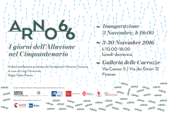 L'invito per la mostra sull'alluvione nella Galleria delle Carrozze