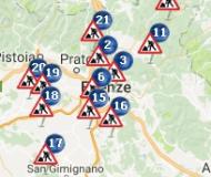 Mappa dei cantieri sulle strade della Citta' Metropolitana di Firenze