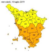 Allerta temporali sulla Toscana per il 10 luglio