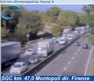 chiusura rampa di uscita dello svincolo di Montopoli (direzione Firenze) (Frame da telecamere sito web Autostrade per l'Italia)