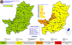 Le previsioni per domani (a dx) nel territorio metropolitano fiorentino