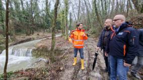 Sopralluogo per avvio lavori per il rifacimento di 8 briglie sul cantiere del T. Furba a Carmignano (Fonte foto Consorzio di Bonifica Medio Valdarno)